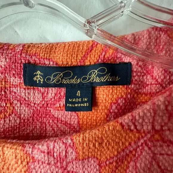 Brooks Brothers Women's Pink Orange Floral Print Zip Summer Shift Dress Sz 4 EUC - Picture 5 of 8